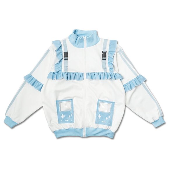 NEW ACDC RAG - Game Over Frill Pastel White Jersey Oversized Jacket - Picture 1 of 5